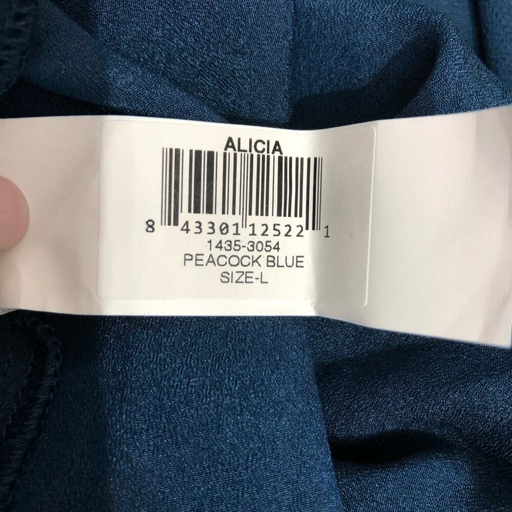 Dress the Population Alicia Chiffon Cocktail Dress in Peacock Blue Large NWT - Picture 14 of 15